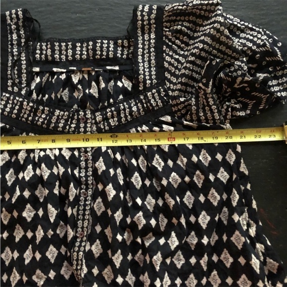 [Freepeople] Black White Printed Lace Button down  Oversized Boho Dresse - Picture 12 of 13